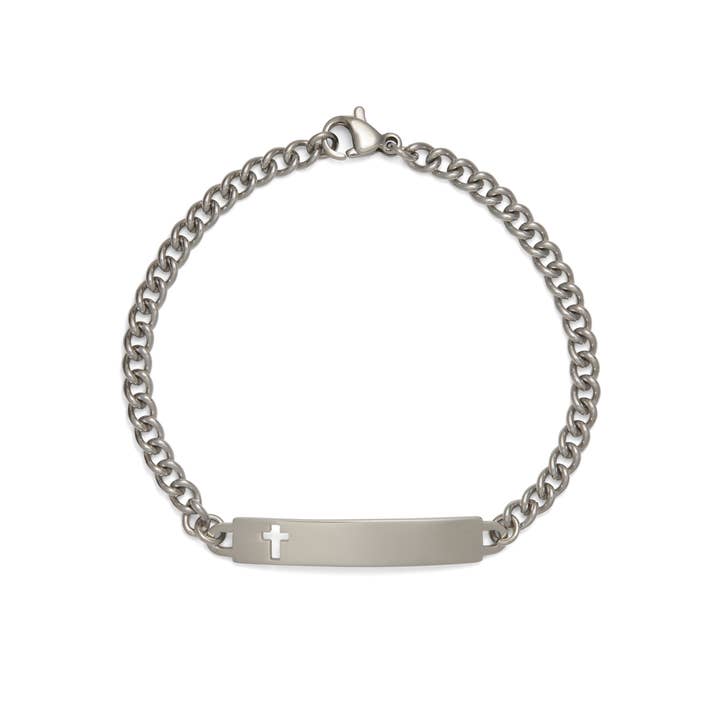Speidel - Wholesale Bangle Bracelet - Kids & Baby - Children’s ID Bracelet with Cut Out Cross Plaque
