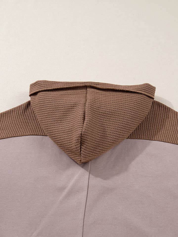 Goat Oversize Waffle Patchwork Exposed Seam Casual Hoodie for wholesale on Faire3