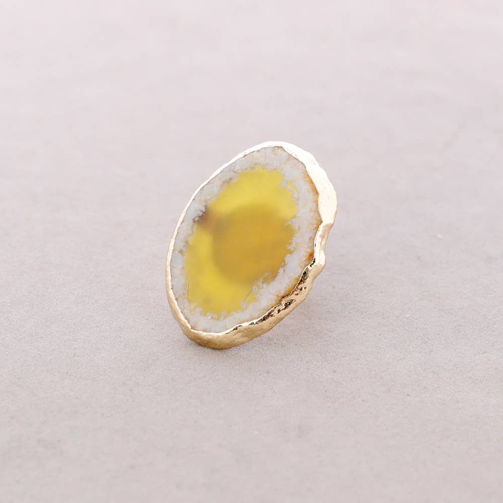 Sonata - Vente Bijoux à boutons pression - Bague Bronze Pierre Irrégulière0