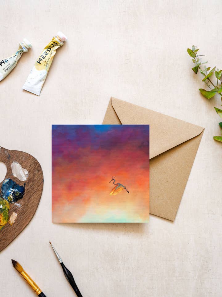 Hälsningskort med Häger - Lyxigt Texturerat Kartongpapper för wholesale av Portrait of Clouds