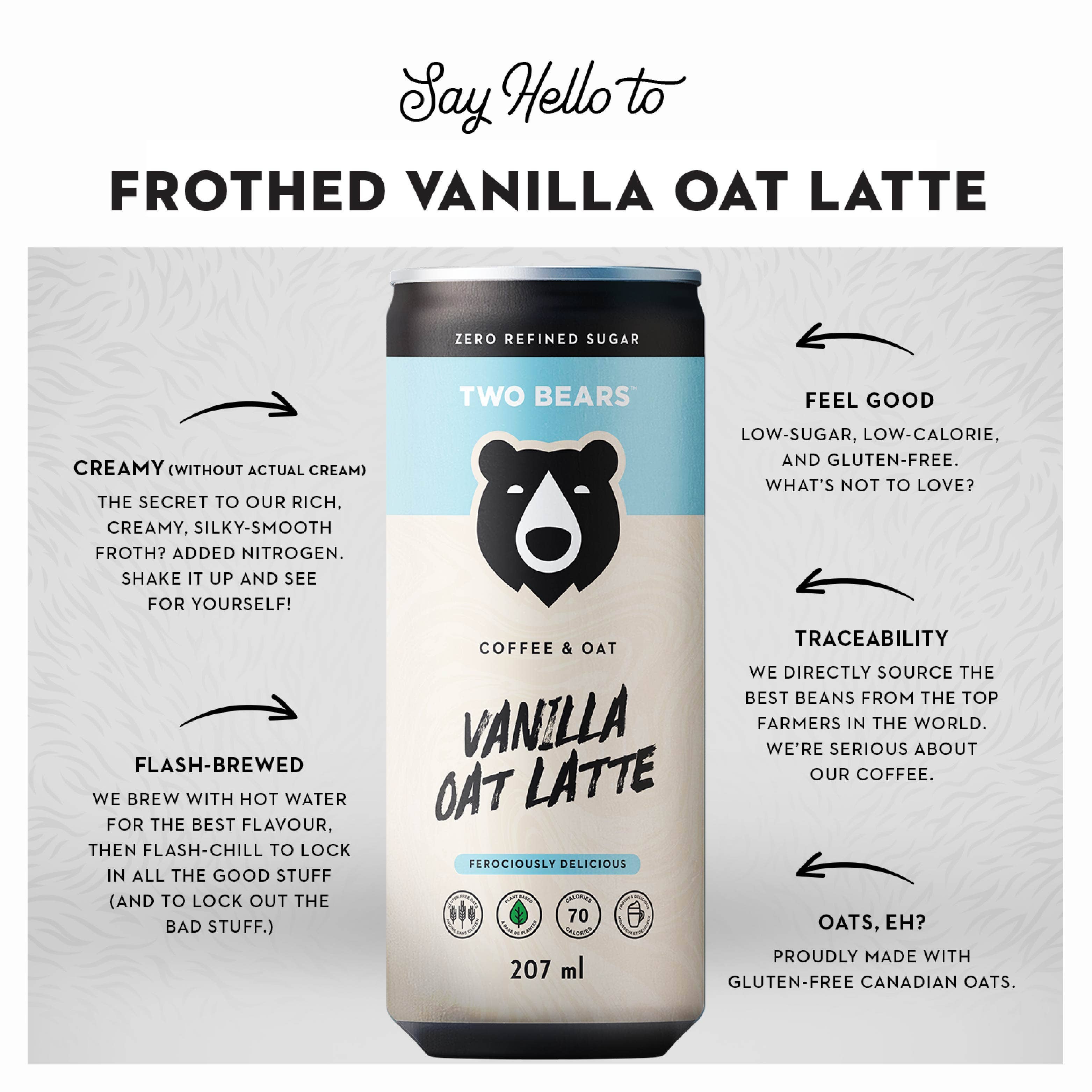 Two Bears - Wholesale Iced Coffee/Cold Brew - Frothed Vanilla Oat Latte (207 ml)1