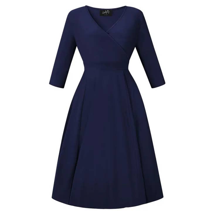 Lyra Dress - Navy for wholesale by Lady V London