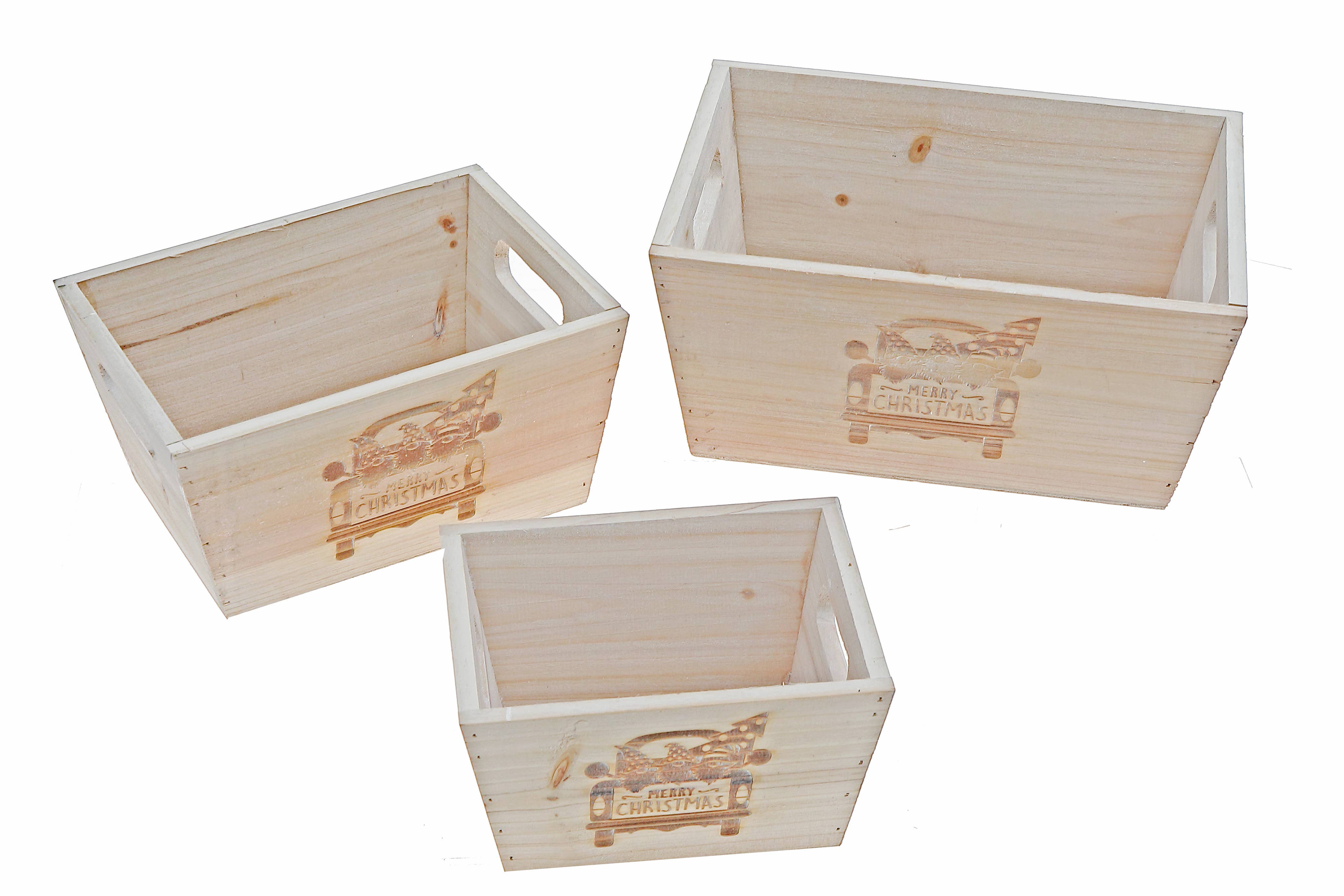 IH Casa Decor – suporte para vasos de plantas por atacado – CONJUNTO DE 3 PLANTADORES QUADRADOS DE MADEIRA NATURAL ENCAIXÁVEIS (CAMIÃO)1