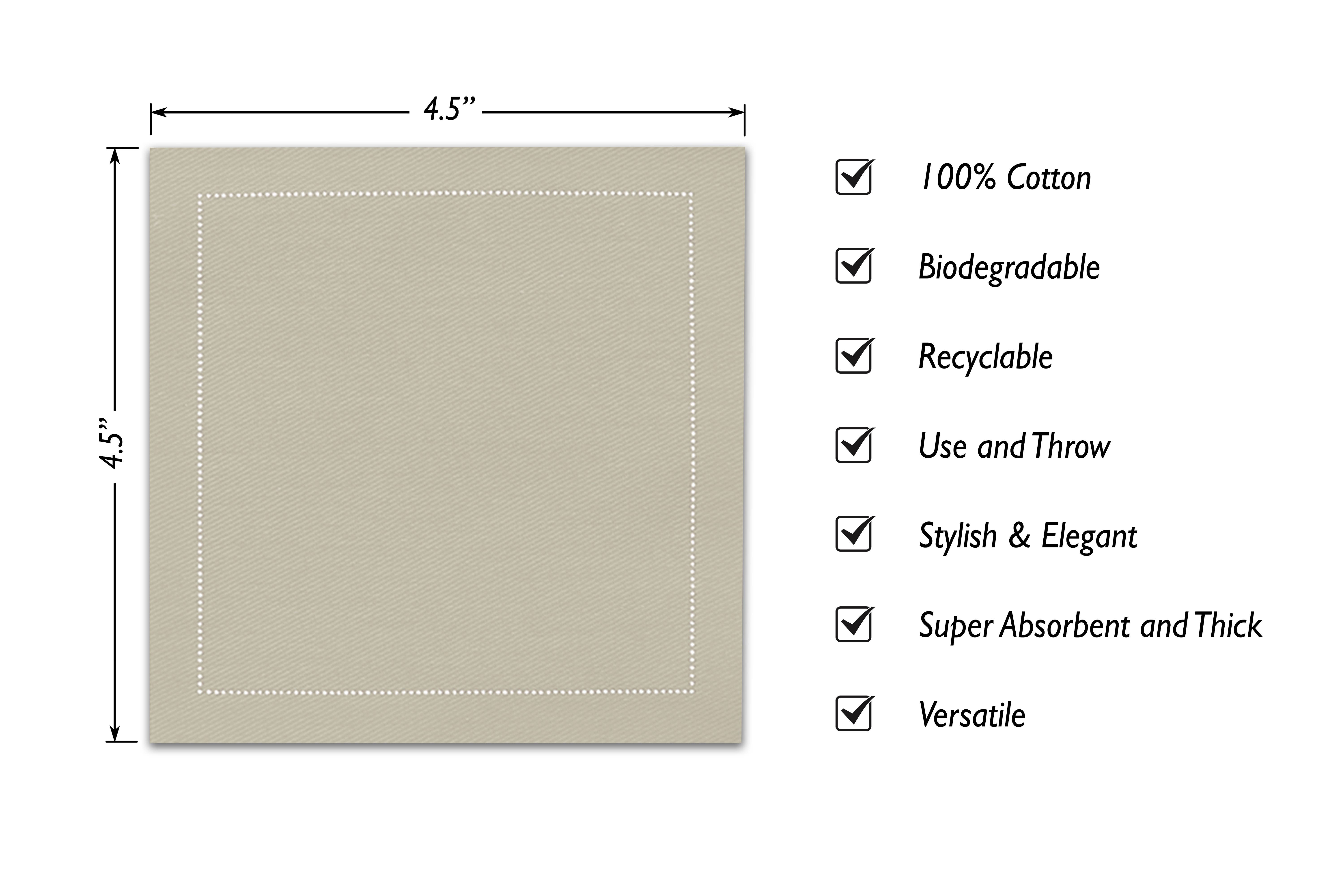 Noble Napkins - Wholesale Disposable Napkin - Luxury Cotton Cocktail Napkins, 4.5" x 4.5", 50 per pack2