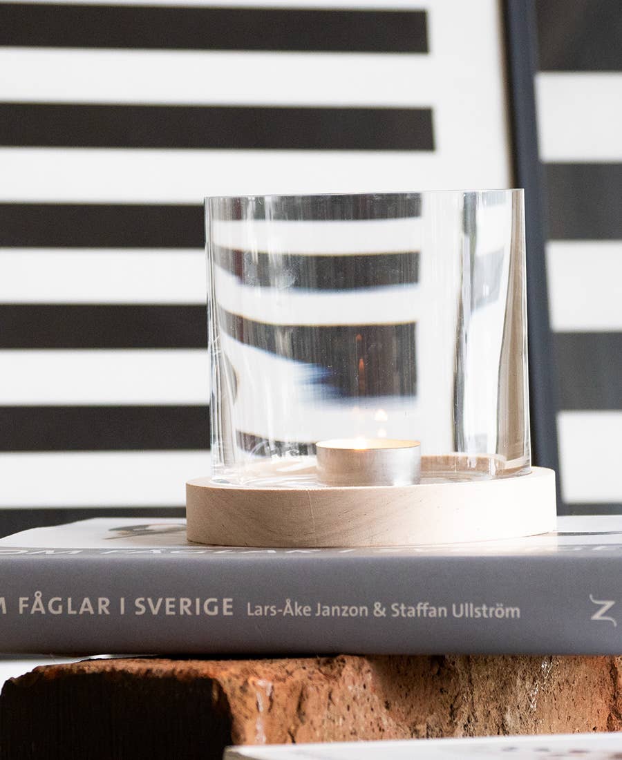 Rotordesign AB – Suporte de vela por atacado – Cilindro de vidro com tampa e porta-copos “Flex” pequeno