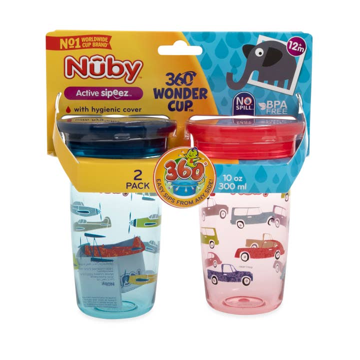 Nuby - Wholesale Drinking Glass/Cup - Kids & Baby - Nuby 360 Wonder Cup, 10oz/300ml 2 pack