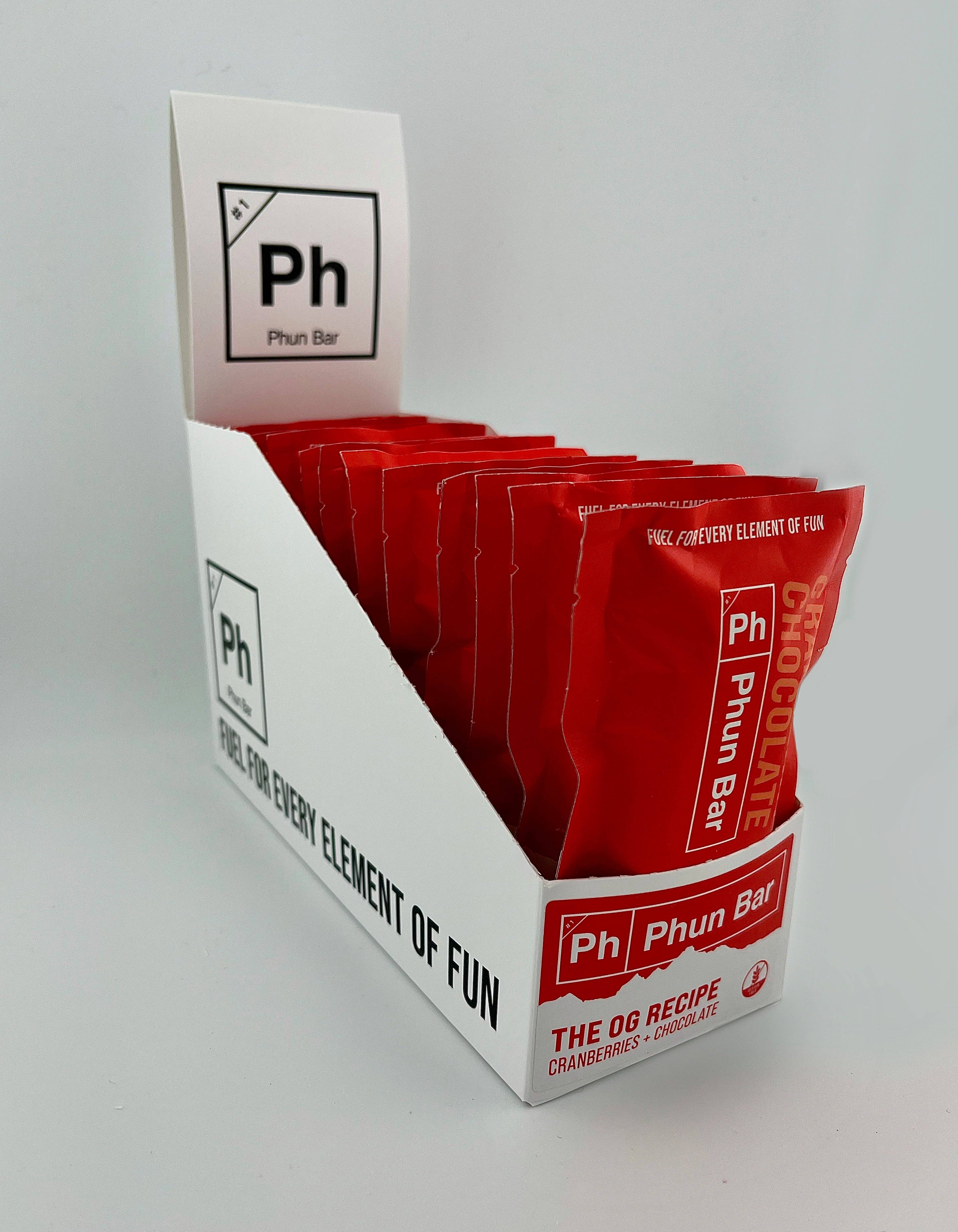Phun Bar - Wholesale Snack bar - 12 PACK: Cranberries+Chocolate "OG Recipe"