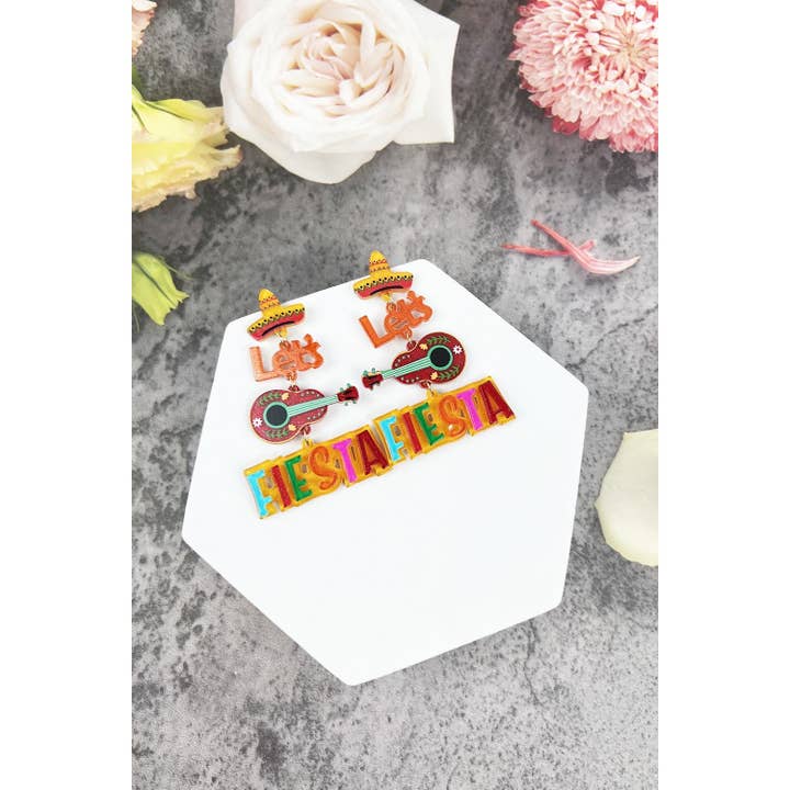 MULTI ACRYLIC LETS FIESTA CINCO DE MAYO DROP EARRING for wholesale on Faire4
