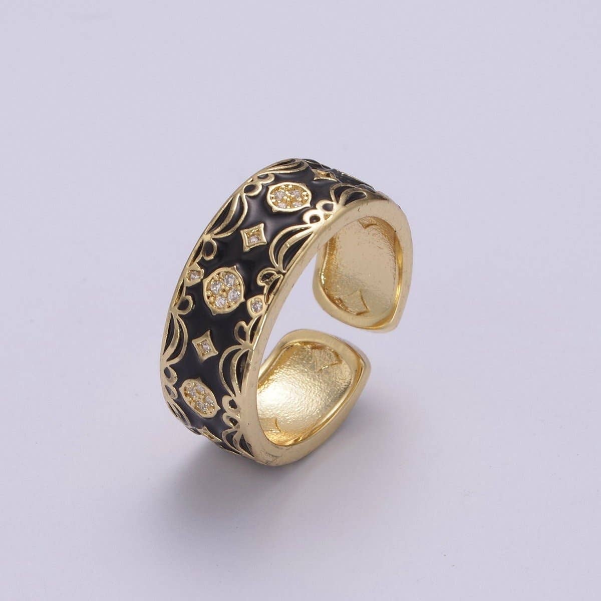 Aim Eternal - Wholesale Band/Stacked Ring - Vintage Enamel Victorian Ring in Black White Green Pink U-186~ U-1877