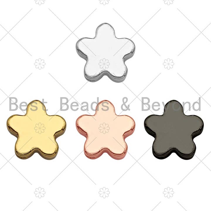 5pc Star Flower Spacer Beads, Gold/Rose Gold/Silver/Black Flower Star Space Beads, Dainty Star Beads, 3x6mm, sku#Y310 for wholesale by BestBeads&Beyond