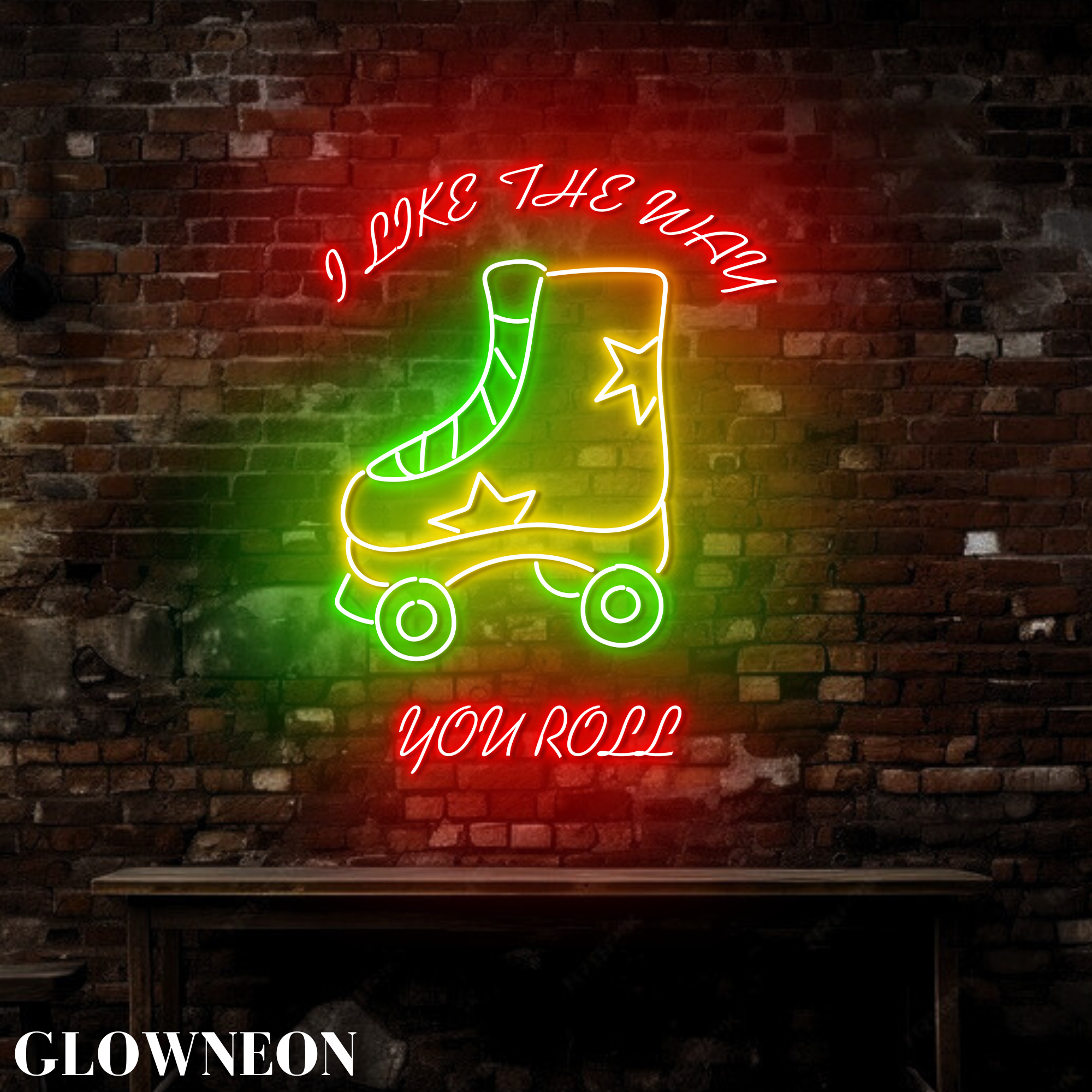 Glow Neon - Wholesale Neon Sign - I Like The Way You Roll Led Light Up, Roller Skater Wall Art3