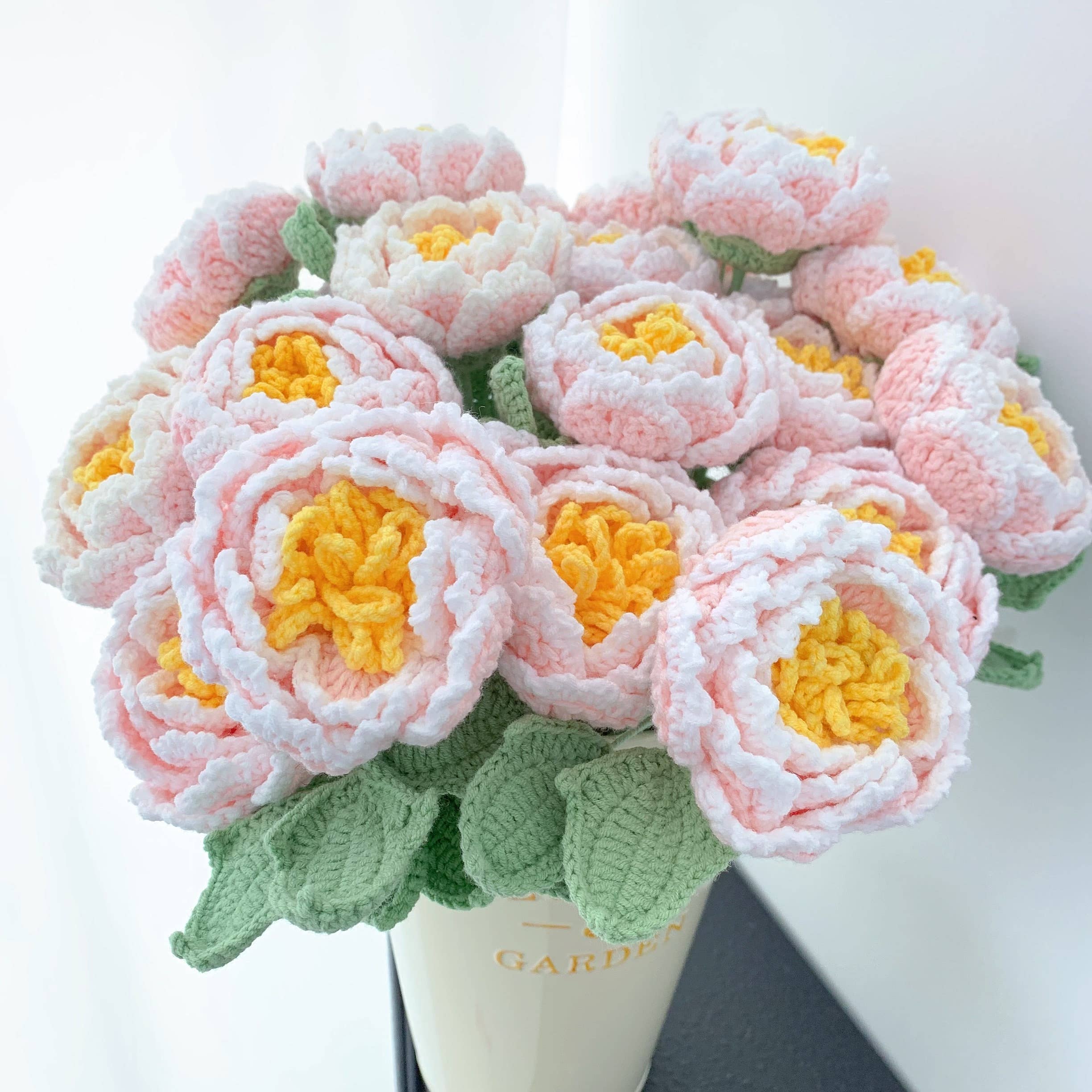 Lilyrosy（Duty free) - Vente Fleurs artificielles - Cadeau de fleurs de pivoine au crochet, cadeau fait main pour elle, décoration intérieure20