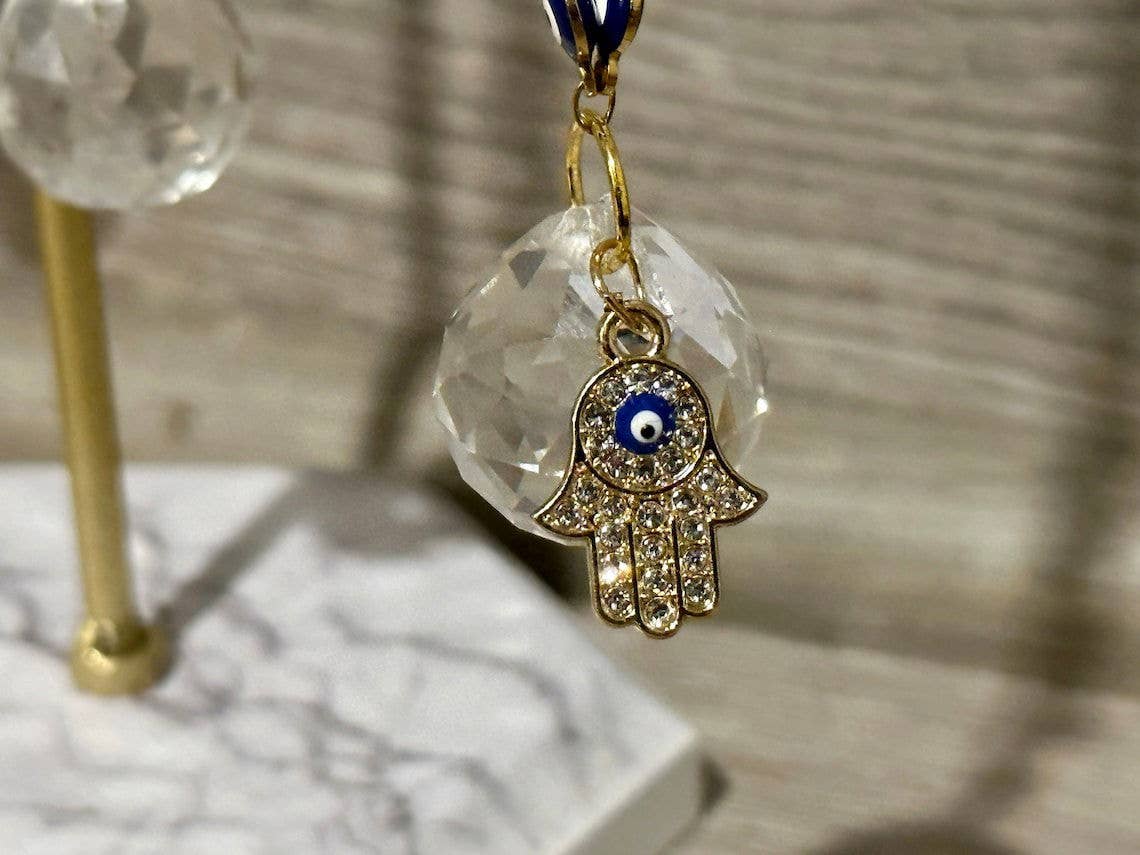 Guzel Handcrafts - Vente Attrape-soleil - Chaîne Nazar Boncuk Œil Protecteur pour Rétroviseur avec Attrape-soleil Arc-en-ciel - Chaîne Or ou Argent - Cadeau Mal de Ojo5