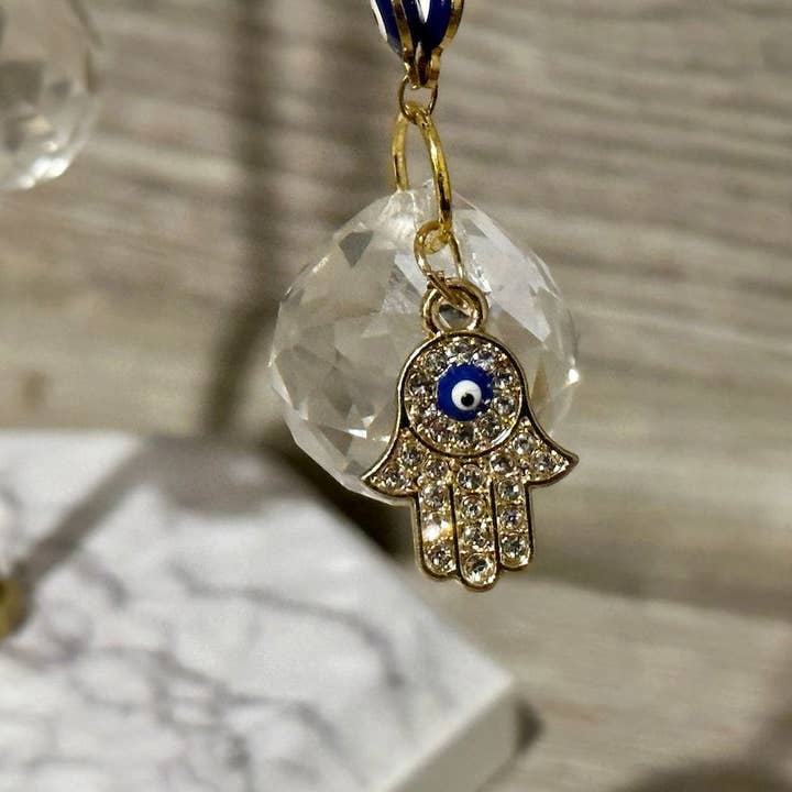 Guzel Handcrafts - Vente Attrape-soleil - Chaîne Nazar Boncuk Œil Protecteur pour Rétroviseur avec Attrape-soleil Arc-en-ciel - Chaîne Or ou Argent - Cadeau Mal de Ojo5