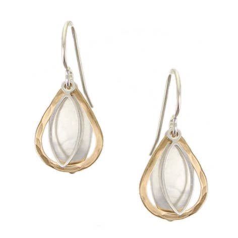 Mini Leaves and Teardrop Ring Wire Earrings for wholesale by Marjorie Baer