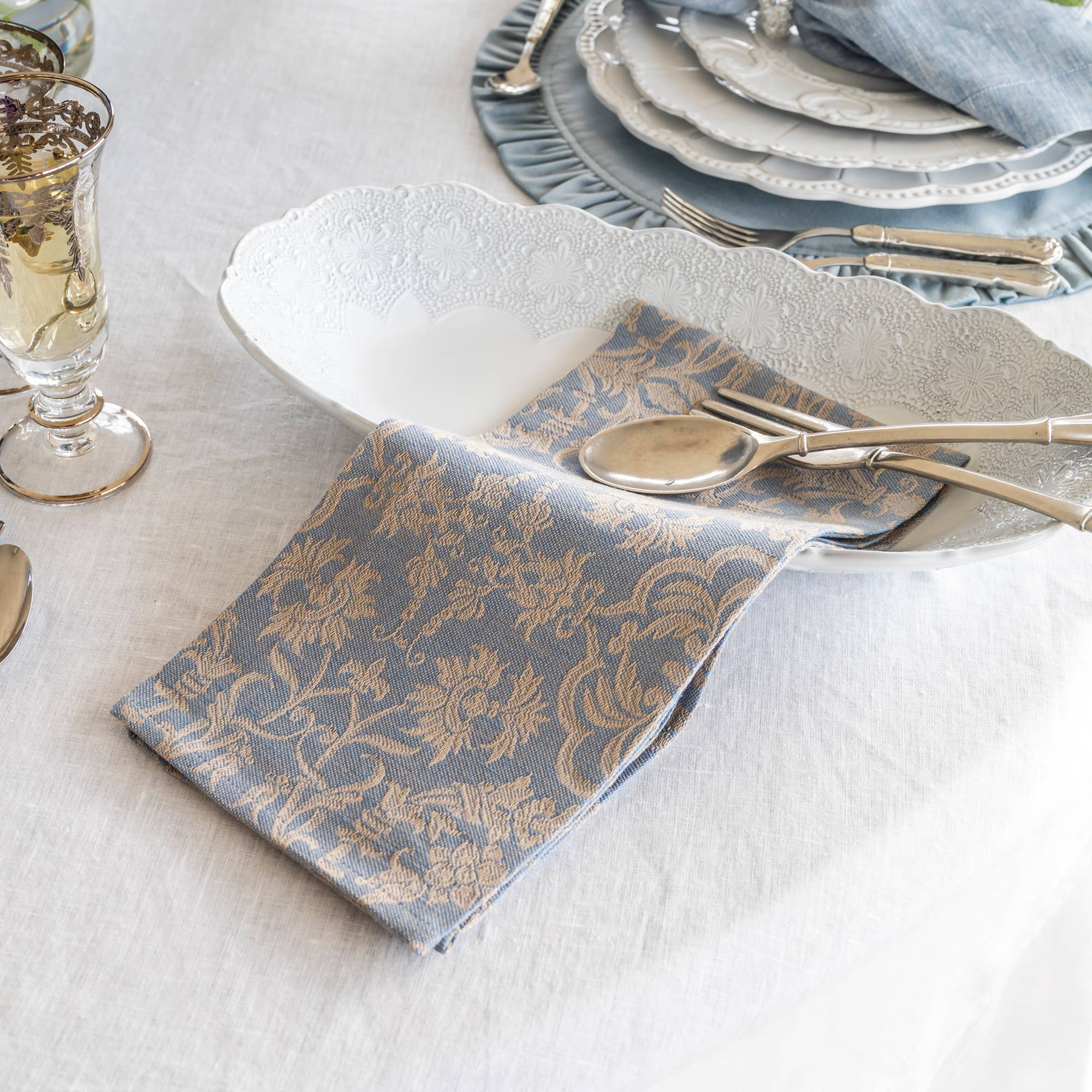 Arte Italica & Crown Linen Designs – Großhandel Geschirrtücher – Imperial Jacquard Handtuch aus italienischem Leinen4