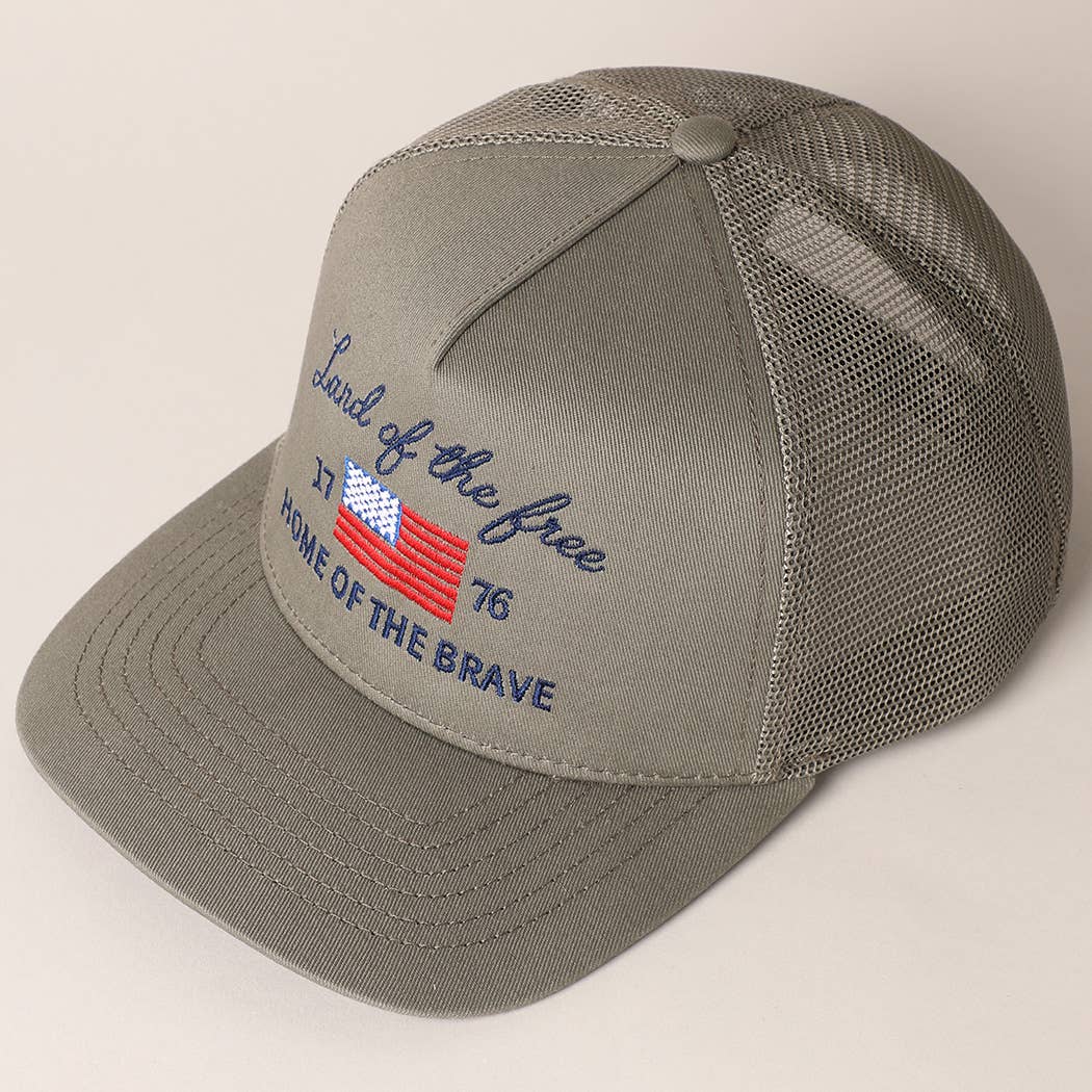 Fashion City - Wholesale Trucker Hat - Unisex - Land Of The Free Embroidery MeshBack Trucker Hat 6