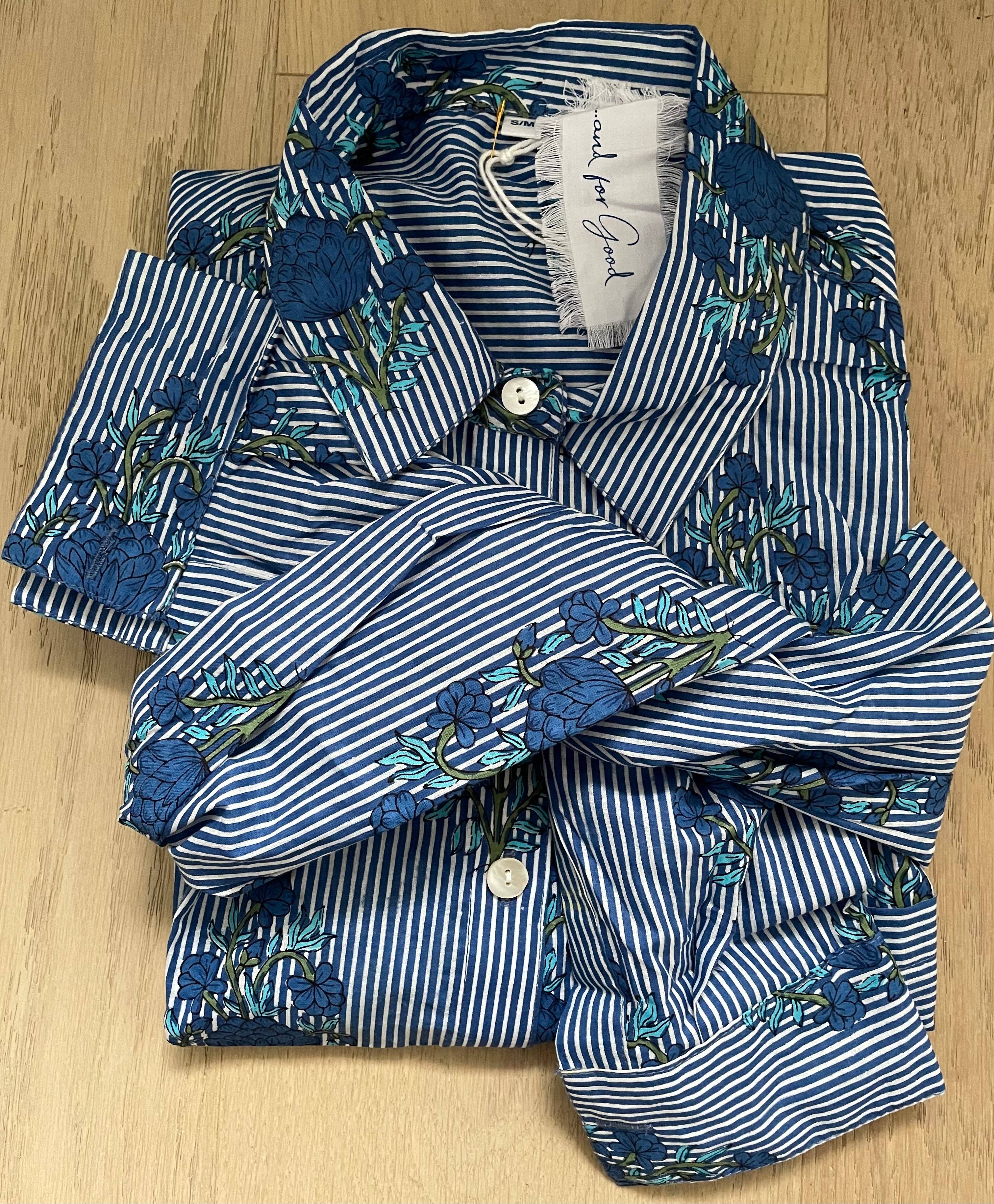 Good Boyfriend Shirt - Avalon Floral Coastal Blue for wholesale on Faire2