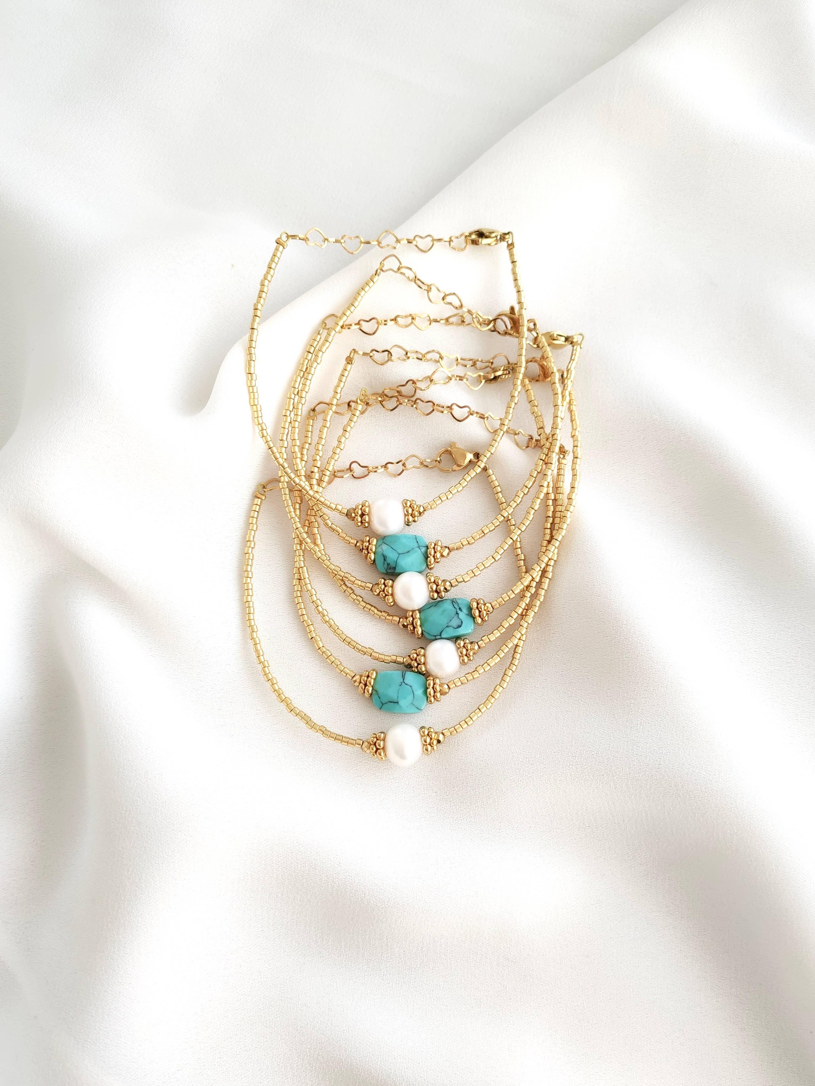 L'Atelier d'Artémis - Venta al por mayor Pulsera de cuentas - Pulsera OLYMPE con cuentas Miyuki chapadas en oro y piedras naturales9