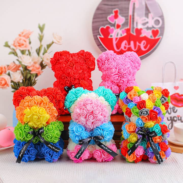UNISHE - Wholesale Decorative tabletop object - Valentine's Day Eternal Rose Bear Creative Doll ZK30396