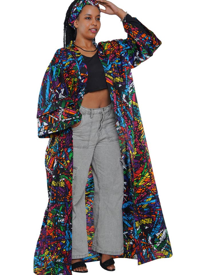 Satsuma Wholesale - Wholesale Kimono - Women's - Ankara Long Kimono | Robe | One Size1