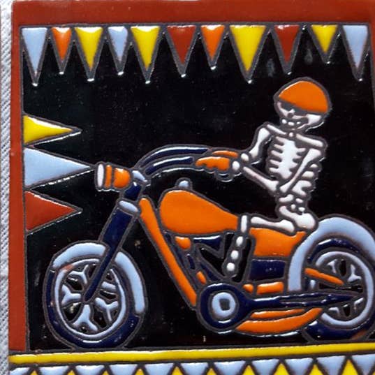 Arara Enterprises - Wholesale Wall Tile - TD-49 Motorcycle Skeleton