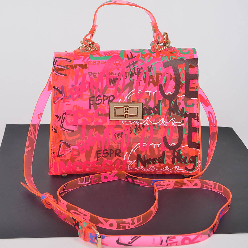 3AM BY H&D ACCESSORIES – wholesale Top handle bag – women's – Graffiti Pvc Top Handle Bag8