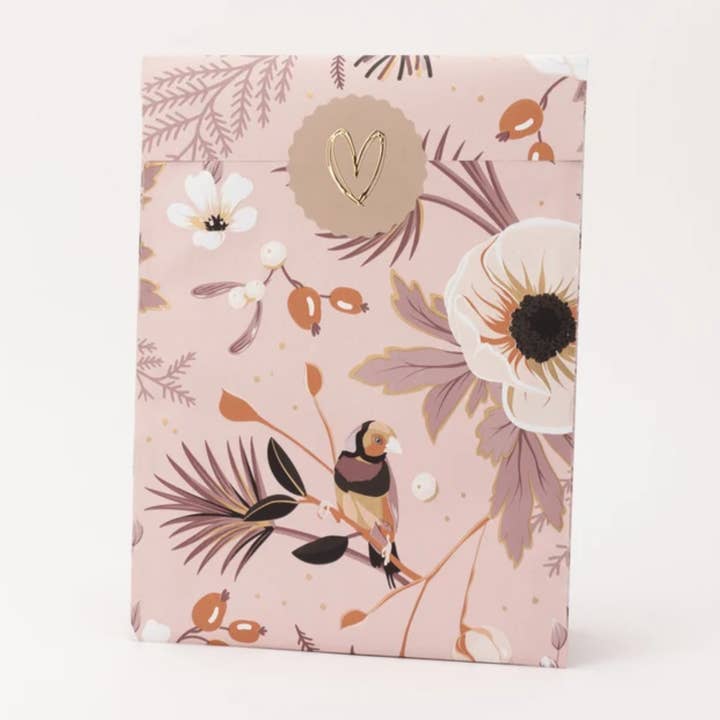 liebevoll verpackt - Wholesale Gift Bag - Paper Bags Flowers & Mistletoe Pink (Christmas)