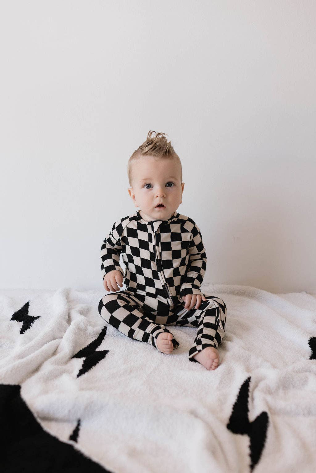 Forever French Baby - Wholesale Sleepsuit - Baby - Bamboo Zip Pajamas | Black Checkerboard12