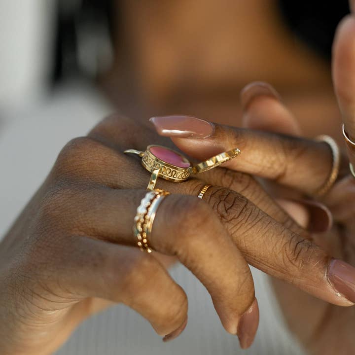 Get Balmy - USA - Wholesale Cocktail/Statement Ring - Boho Lip Balm Ring in 14K Gold Adjustable Band