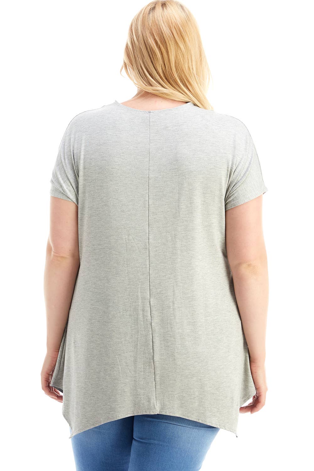 Azules Clothing - Wholesale Tunic - Women's - ATP-2307RSX Plus Size Asymmetric Short Sleeve Tunic38