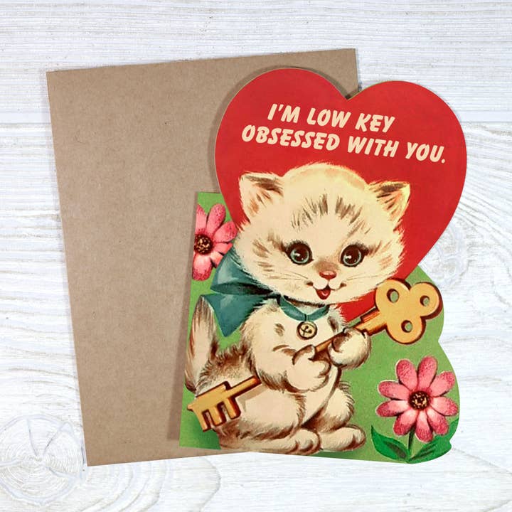 Bad Betty Greeting Co. - Wholesale Anniversary Card - I’m Low Key Obsessed With You - Cute Valentine Love Card