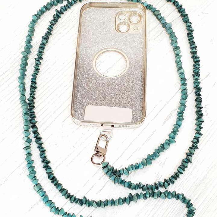 Cadena para teléfono con semillas de palma buri y parche de acero inoxidable, 160 cm para venta al por mayor de Gloria-Maris