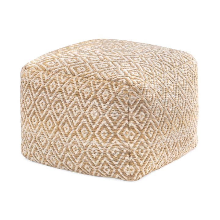 Cherokee Pouf - Mustard Ivory for wholesale by Anji Mountain