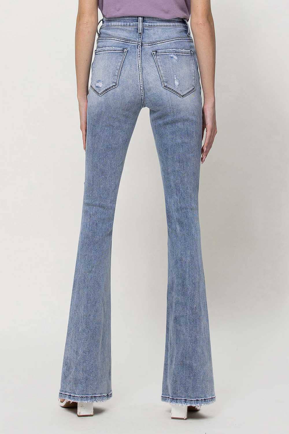 DANNY HIGH RISE CRISS CROSS BUTTON UP FLARE JEANS V3032 for wholesale on Faire5