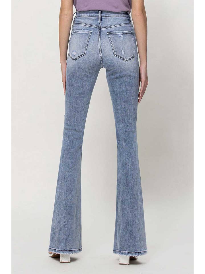 DANNY HIGH RISE CRISS CROSS BUTTON UP FLARE JEANS V3032 for wholesale on Faire5