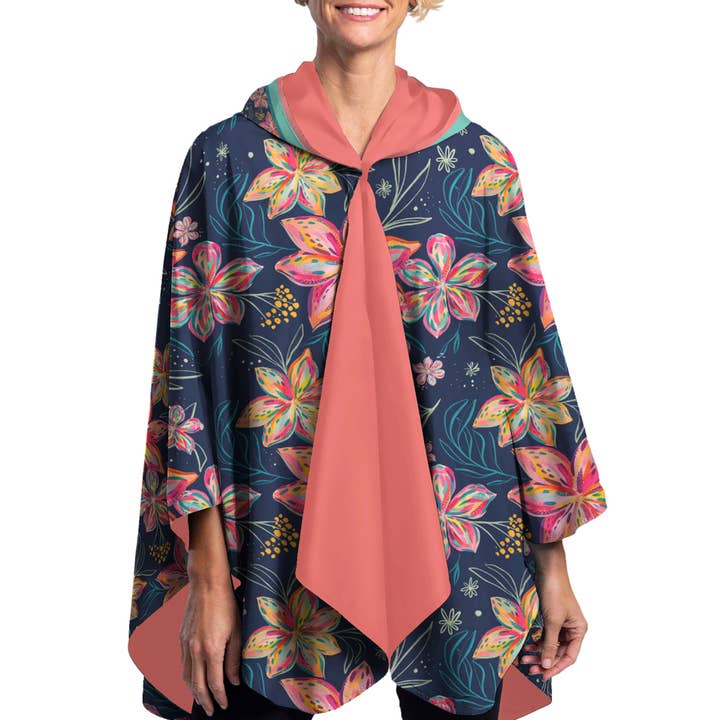 RainCaper - Wholesale Raincoat – Women's - Fine Art RainCaper - EttaVee "Bold Flowers"1