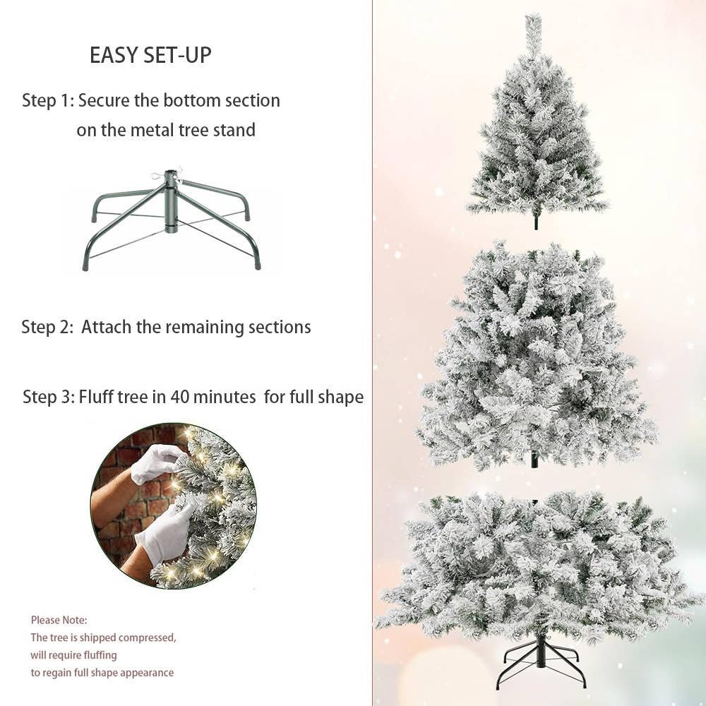 Abble - Wholesale Artificial Christmas Tree - Pre-Lit Snow Flocked Artificial Christmas Tree14