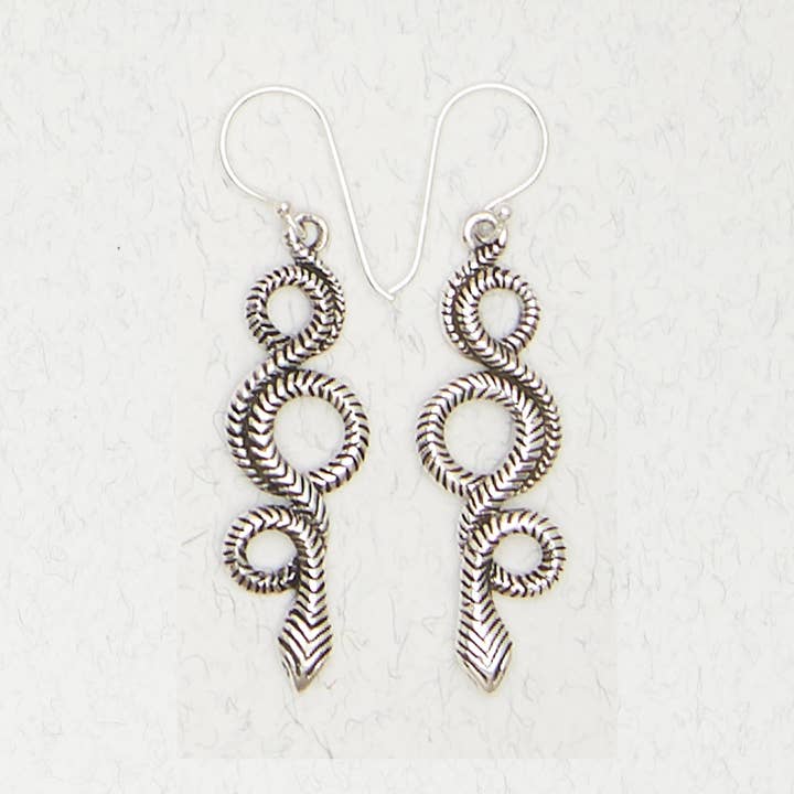 Nirvana LLC - Wholesale Dangle Earrings - Sterling Silver Earrings - Coiled Snake