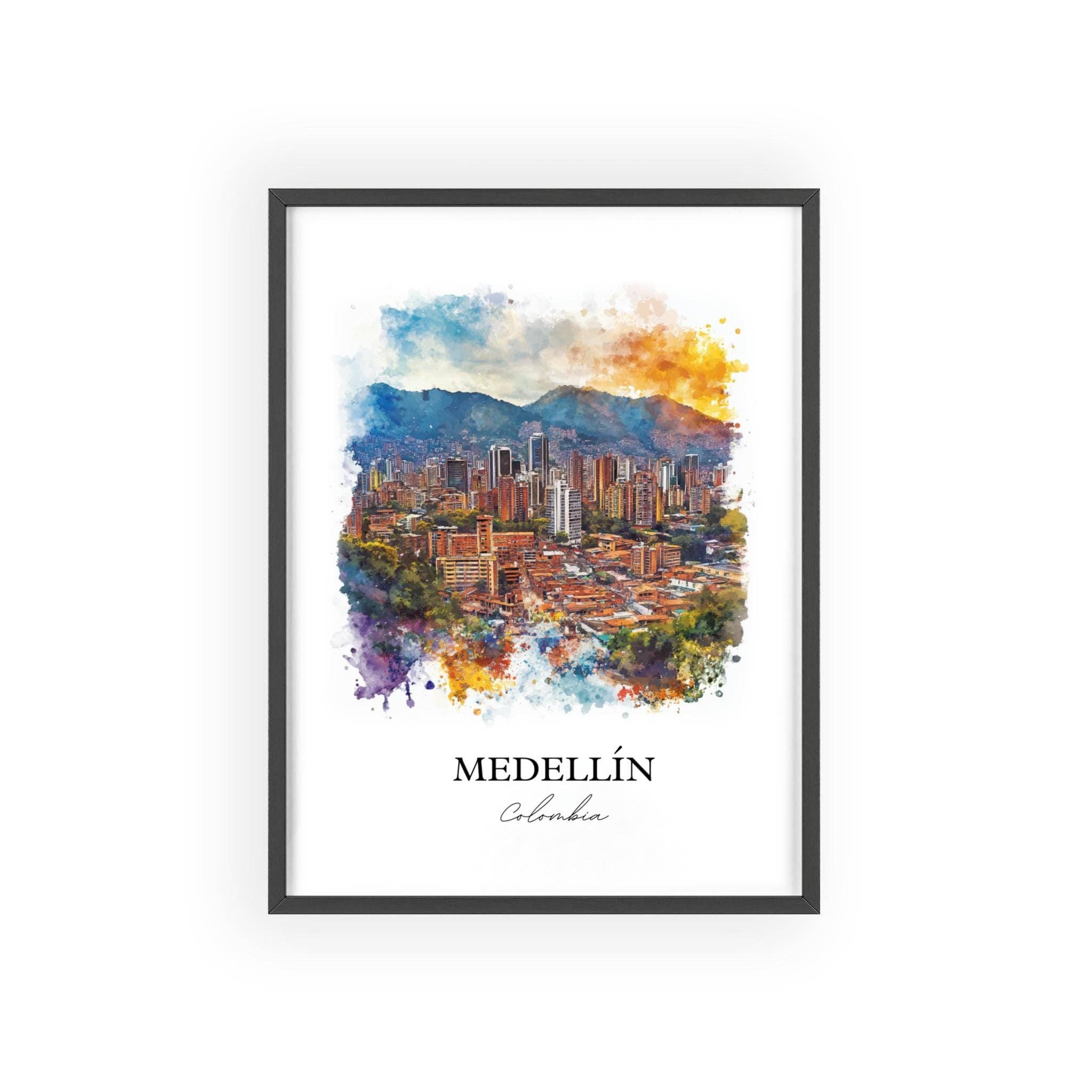 Premium Travel Art - Wholesale Art Print - Medellín Wall Art, Colombia Print, Colombia Watercolor Art, Medellín Colombia Gift, Travel Print, Travel Poster, Housewarming Gift6