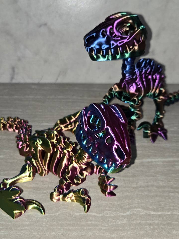 Scheletro di Raptor Stampato in 3D | Figurina Articolata | Animale Flessibile per la vendita all'ingrosso da parte di Cosmic 3D Creations