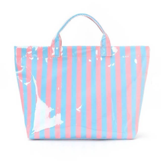 JOSSLYN by wall to wall - Wholesale Tote Bag - Women's - Large Striped Vinyl Tote Bags | 40P5950