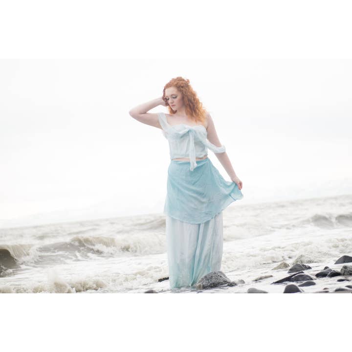 Rose Red Bridal - Vente Robe de soirée – femme - Robe deux pièces Aire/Robe de mariée en soie éthérée/Cendrillon