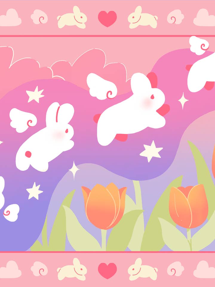 Bunny heaven print for wholesale by vickyisdrawing