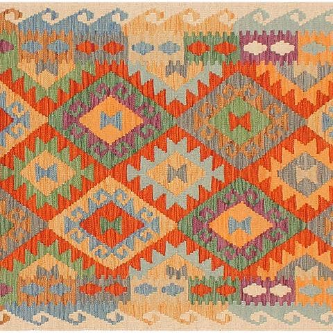 Boheemse Turkse kelim Jackie Rust/Beige Wool Runner - 2'10" x 9'10" voor wholesale door Arshs Fine Rugs