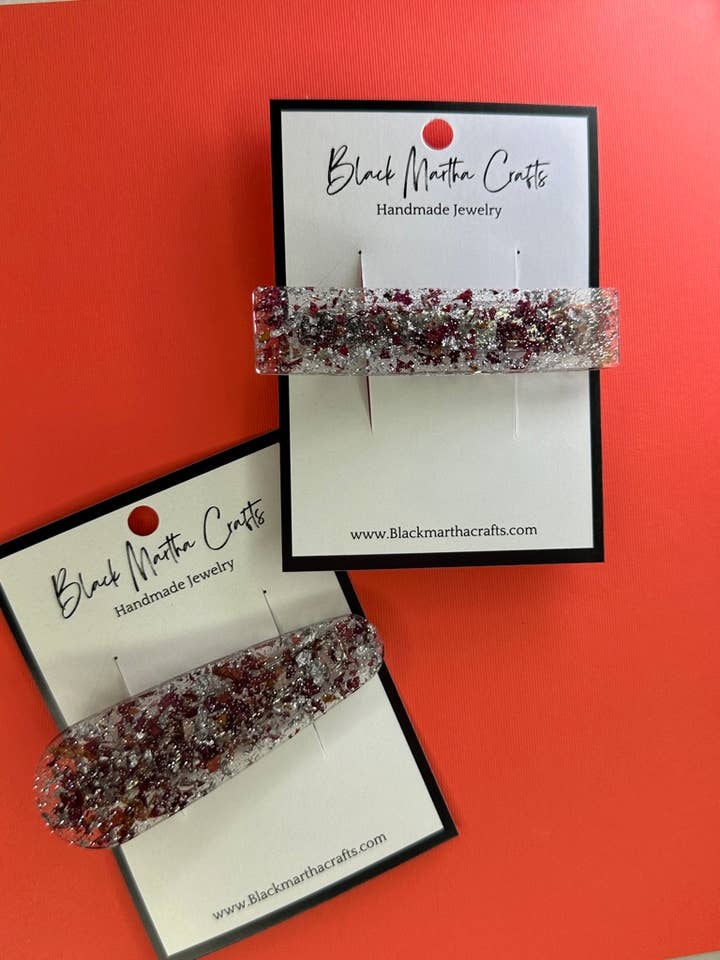 Silver Roses- Resin Hairclip for wholesale by Black Martha Crafts