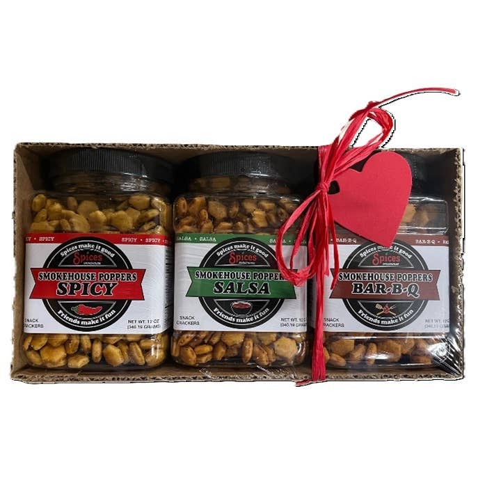 💗Valentine's Day Gift Sets - 3 ct. Popper Jars for wholesale by Smokehouse Crackers
