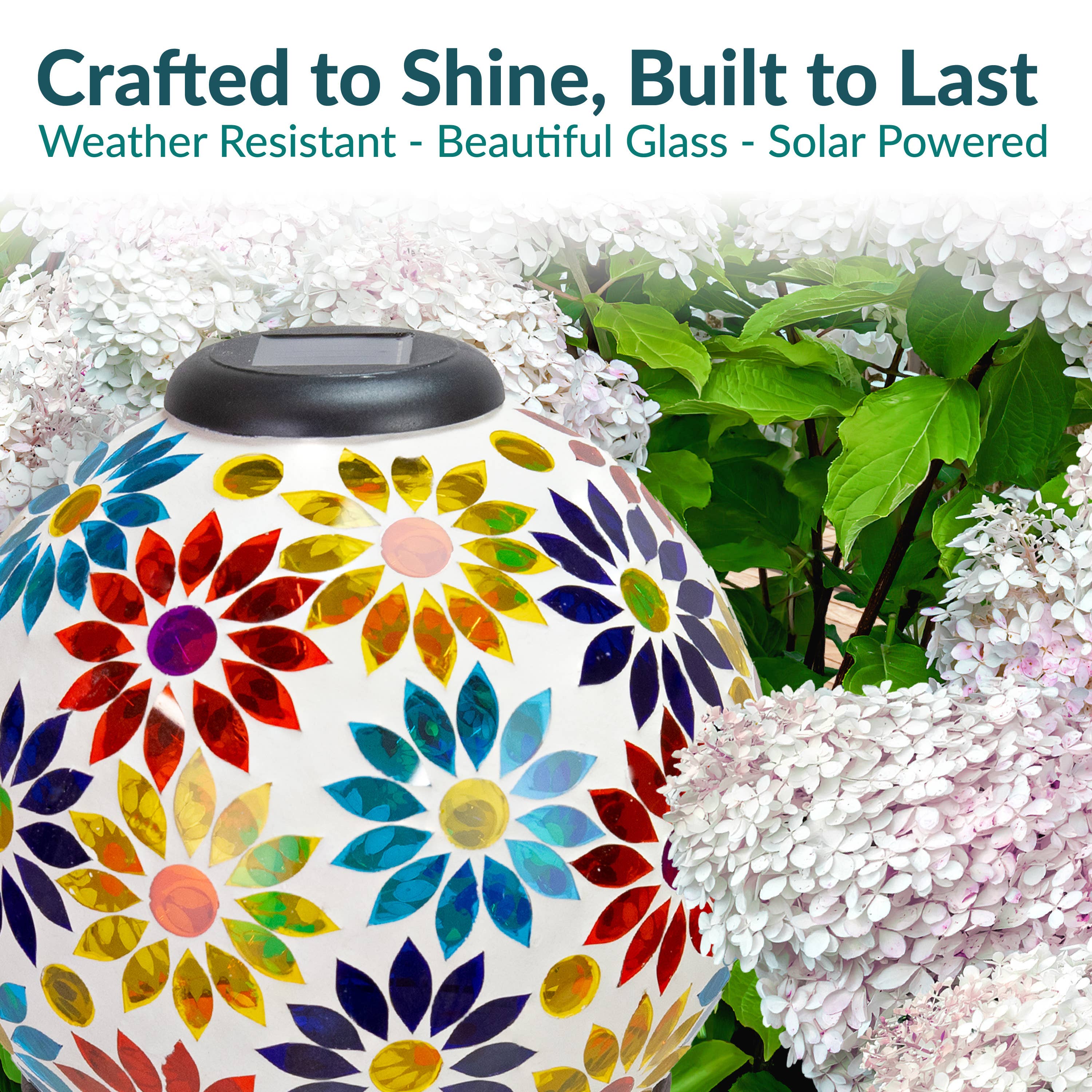 Sunnydaze Decor - Wholesale Outdoor Ornament/Decor - Midsummer Dahlias Glass Gazing Ball with Solar Light - 10 in1
