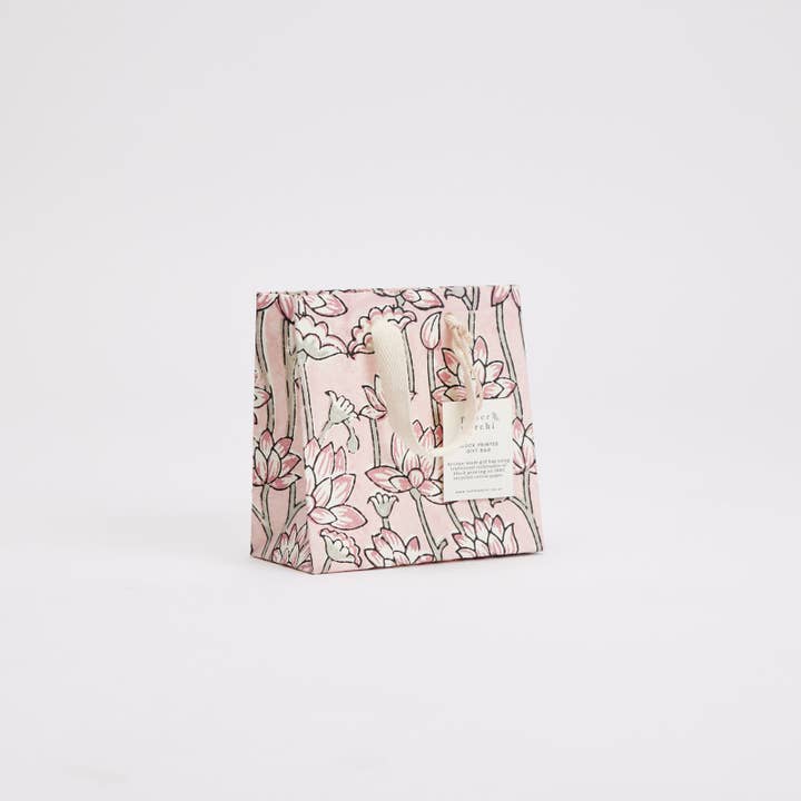 Paper Mirchi - Vente Pochette cadeau - Sacs Cadeaux Imprimés à la Main (Petits) - Terre Rose3