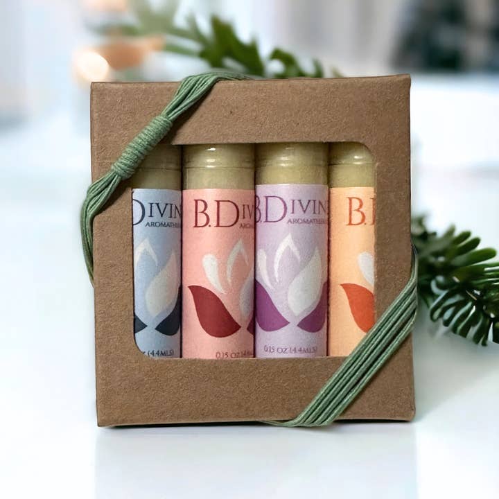 Lip Balm Variety Box Set of 4 PK. | Natural Lip Care for wholesale by B. Divine Aromatherapy